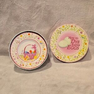 MWW Market Easter Egg Dyeing Ceramic Appetizer Plate Set of 4 with Gift Box